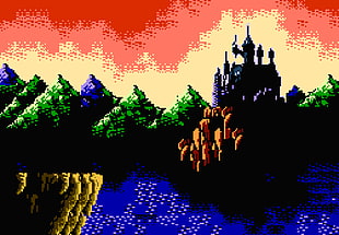 castle and trees artwork, Castlevania, castle, video games, blood