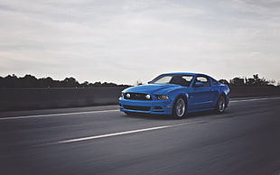blue coupe, muscle cars, Ford Mustang, blue cars