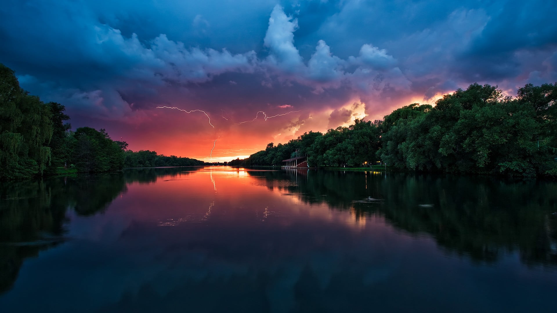 Green Tree Lines Nature Digital Art Clouds Storm Hd Wallpaper