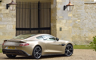 beige Aston Martin coupe, car, Aston Martin, Aston Martin Vanquish