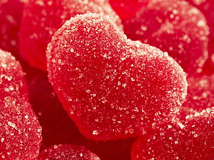 heart-shaped sugar-coated jelly