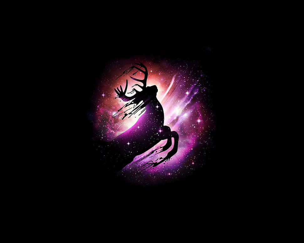 rein deer illustration, deer, animals, stars, artwork HD wallpaper