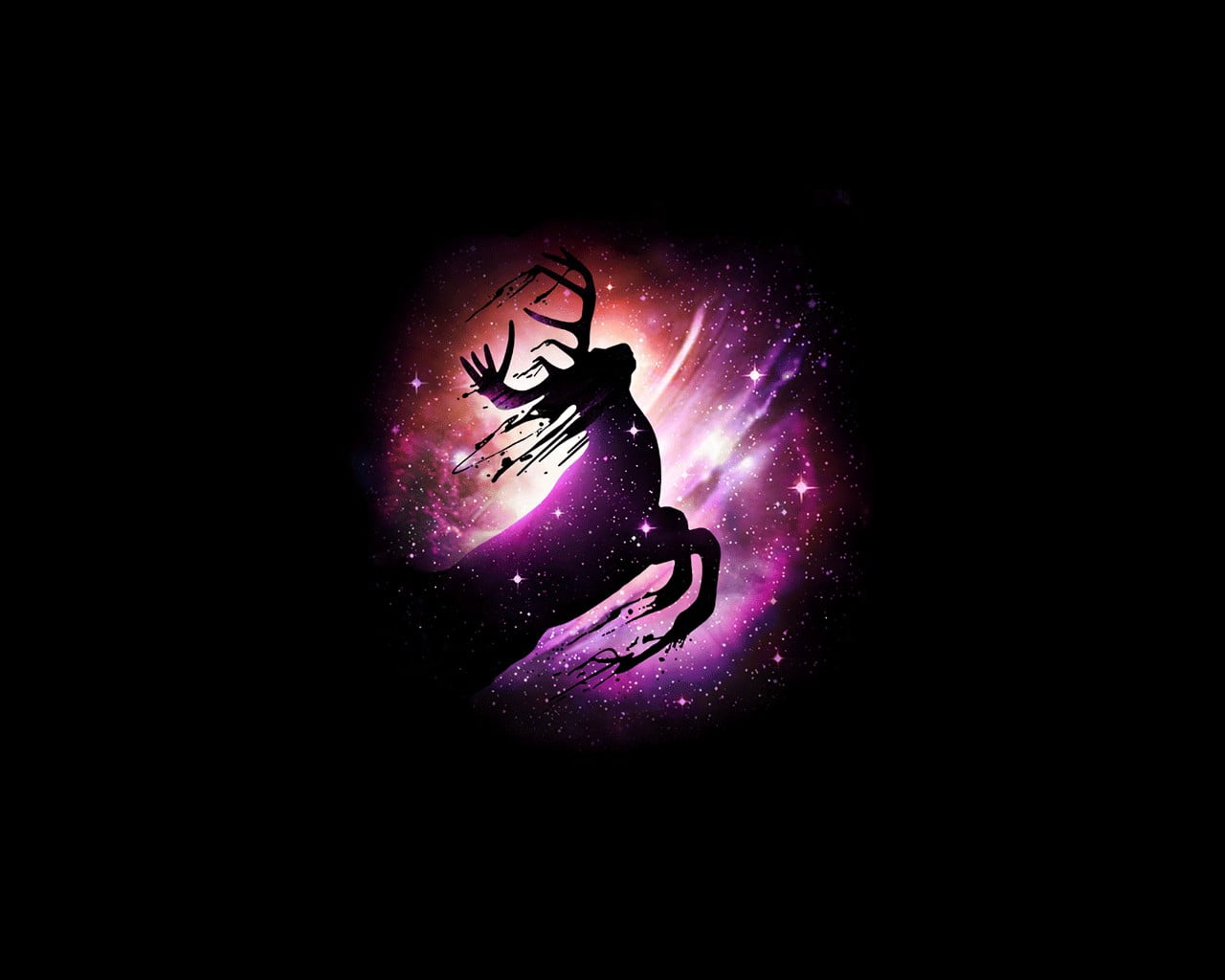 rein deer illustration, deer, animals, stars, artwork