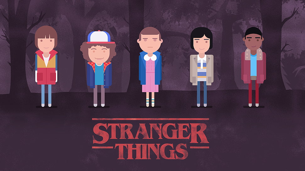 Stranger Things characters illustration HD wallpaper