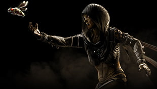female monster in suit with insect game digital wallpaper, Mortal Kombat X, D'Vorah