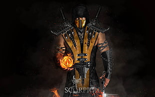 Scorpion from Mortal Kombat illustration, Scorpion (character), Mortal Kombat, video games HD wallpaper
