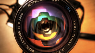 black camera lens, lens, technology, camera