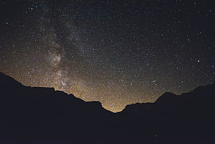 stars and galaxy, Starry sky, Mountains, Radiance