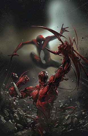 Marvel Carnage and Spider-Man digital art HD wallpaper