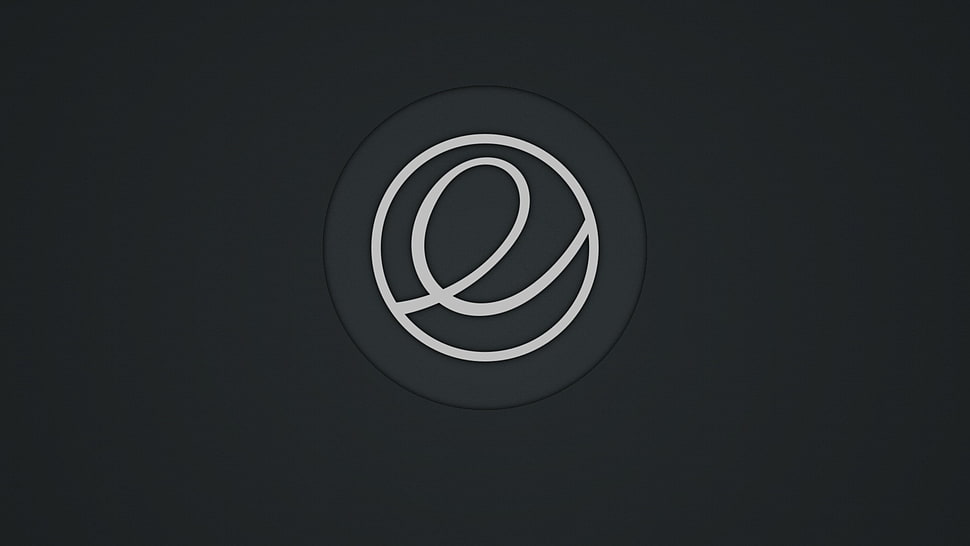 white and black logo, Linux, elementary OS, minimalism, simple background HD wallpaper