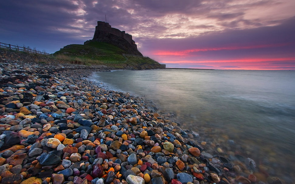 assorted stones, castle, ancient, beach, stones HD wallpaper