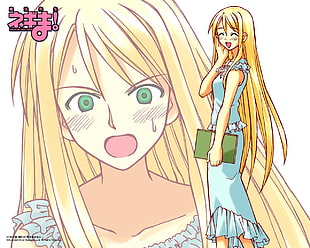 woman with yellow hair Negima anime digital wallpaper HD wallpaper