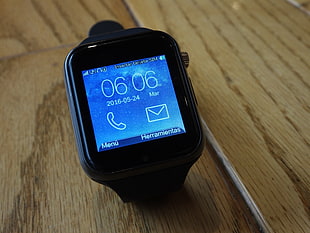 black smartwatch with 06 06 reading HD wallpaper