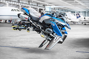 blue and grey 03 drone, BMW, motorcycle, futuristic, concept cars