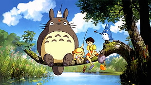 female cartoon character illustration, Totoro, My Neighbor Totoro, anime, Hayao Miyazaki HD wallpaper