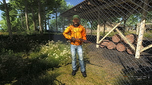 men's orange jacket, hunting