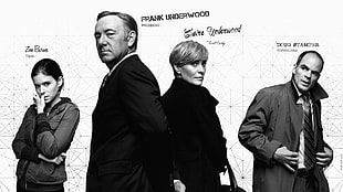 men's black suit coat, Frank Underwood, House of Cards, Zoe Barnes, Claire Underwood