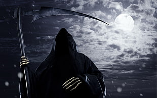 grim reaper illustration, death, Grim Reaper, scythe, fantasy art HD wallpaper