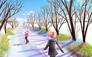 anime characters on pathway