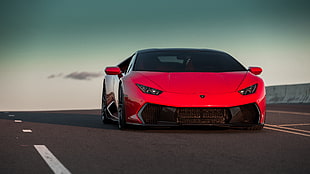 red coupe, Lamborghini Huracan, Vorsteiner, HD