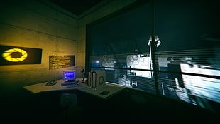 white and black wooden cabinet, Portal (game), Portal 2, video games, screen shot HD wallpaper