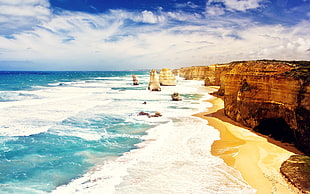 brown mountains and ocean, nature, sky, Twelve Apostles, Australia HD wallpaper