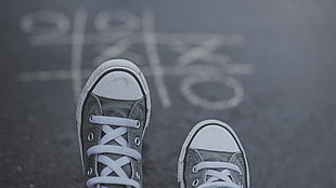pair of gray Converse All Star low-top sneakers, shoes HD wallpaper