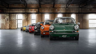 seven assorted-color cars, Porsche 911, Porsche
