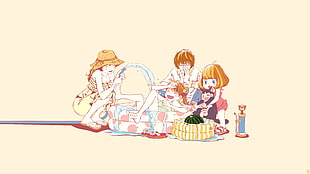 orange haired gir, 3-gatsu no Lion, Kiriyama Rei, Kawamoto Akari, Kawamoto Momo HD wallpaper