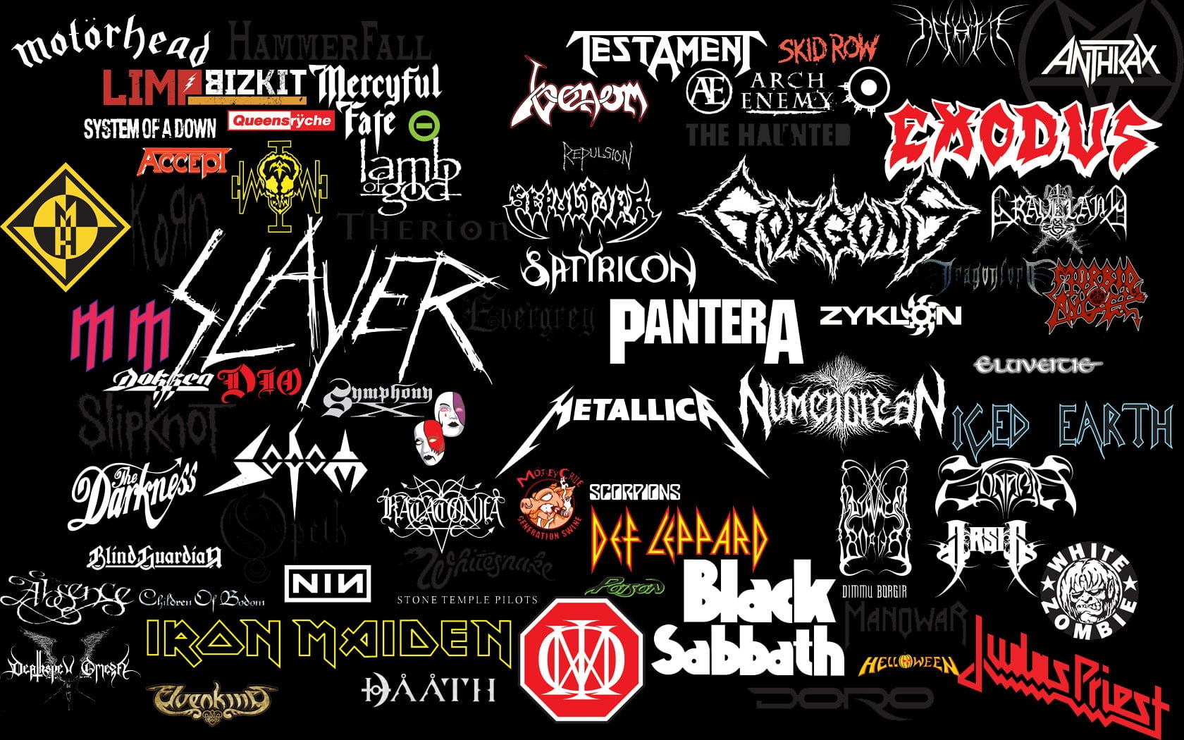 Metal Band logos, metal, metal music, collage, music