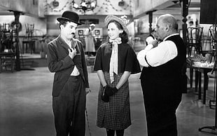 men's black suit jacket, Charlie Chaplin, film stills, monochrome HD wallpaper