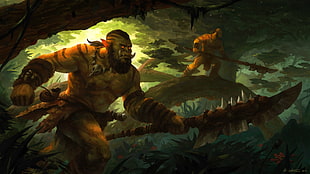 Orc character digital wallpaper, fantasy art,  World of Warcraft, video games