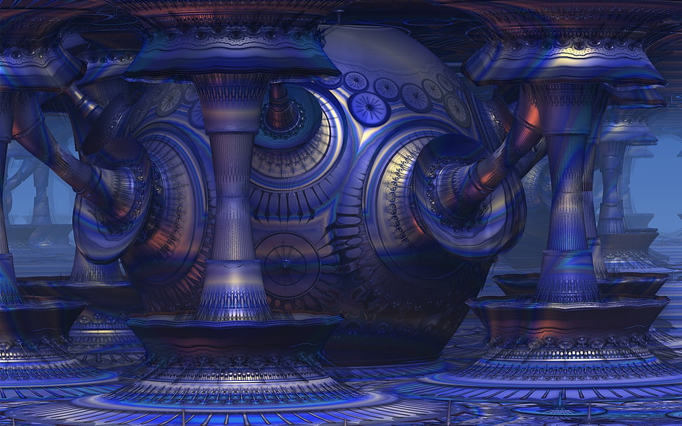 blue 3D concept art illustration HD wallpaper