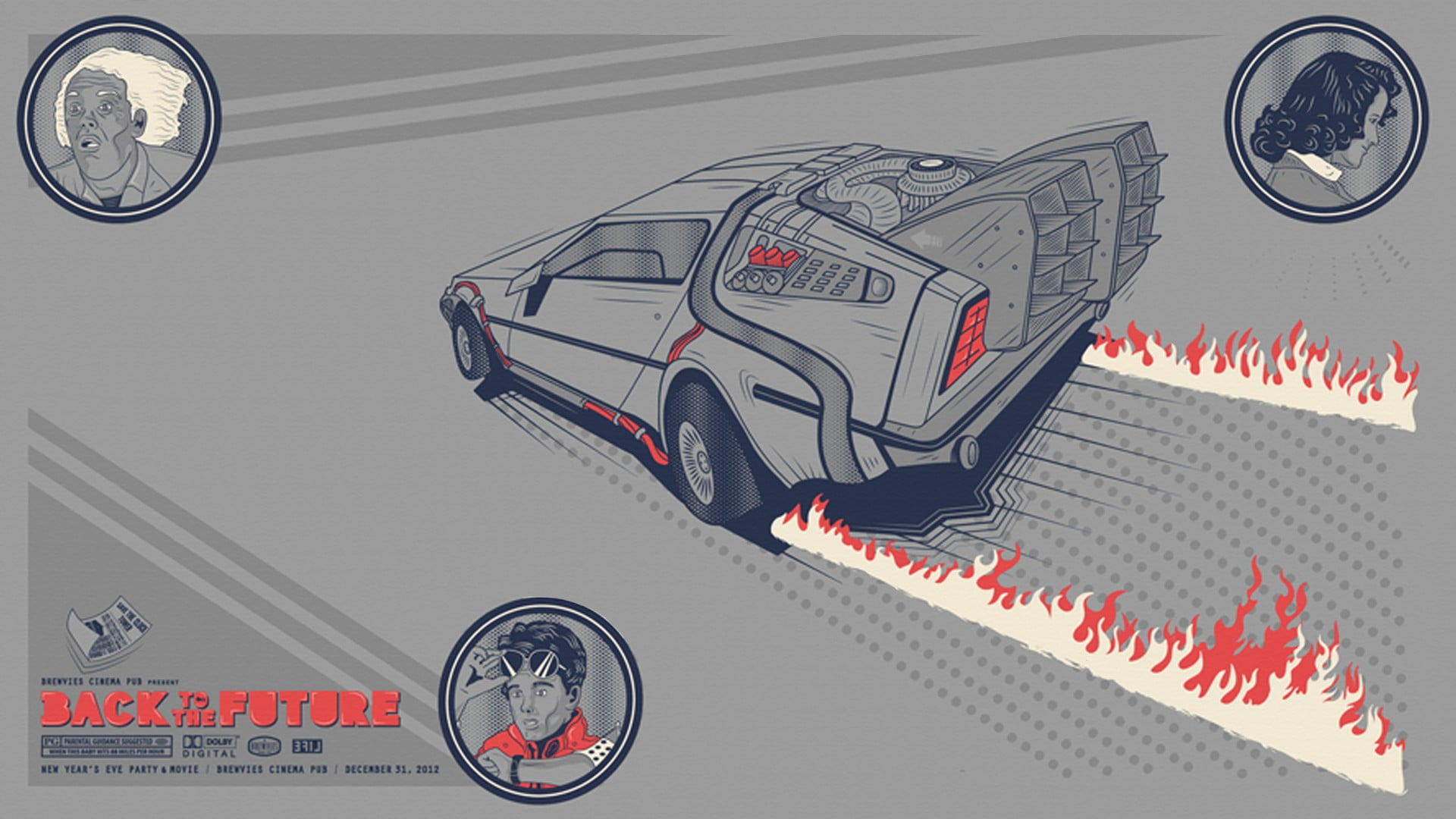 Back to the Future illustration, movies, Back to the Future