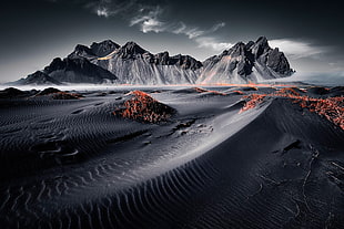 grayscale photo of desert, Iceland, landscape, nature, dark