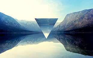 body of water, triangle, polyscape, mountains, lake