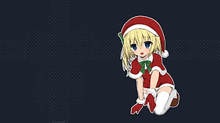 blonde haired female character digital art, Christmas, anime, manga, Miwa Futaba