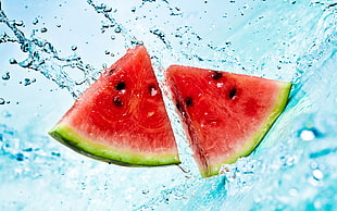 two sliced watermelons HD wallpaper