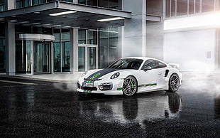 white and black coupe, Porsche 911, TechArt, Porsche, Porsche 911 Turbo HD wallpaper