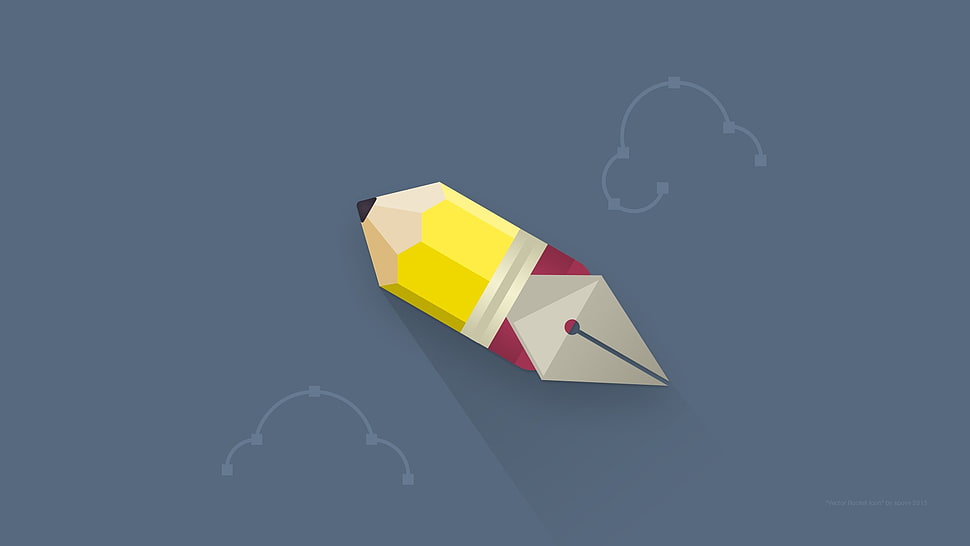 yellow, red and gray pencil illustration, digital art, simple background, minimalism, vector art HD wallpaper