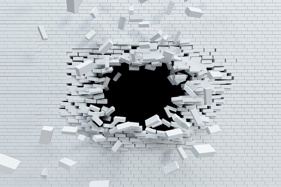 white brick wall, render, digital art, artwork, bricks HD wallpaper