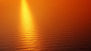large body of water, sea, sunset, red, yellow