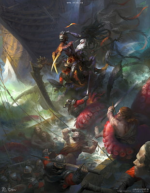 knights war digital wallpaper, fantasy art, warrior