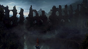 ruins digital wallpaper, ruins, boat, water, Game of Thrones