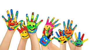 children's hands with paints