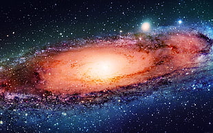 orange space hole, galaxy, space, stars, planet HD wallpaper