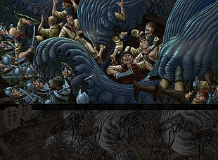 pirates in ocean painting, Kentaro Miura, Berserk HD wallpaper
