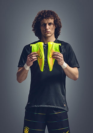pair of yellow-and-orange Nike shoes, soccer, David Silva, Nike, mercurial