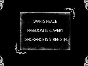 black background with text overlay, George Orwell, 1984 HD wallpaper