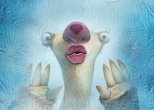 Ice Age sloth with pink lips illustration HD wallpaper